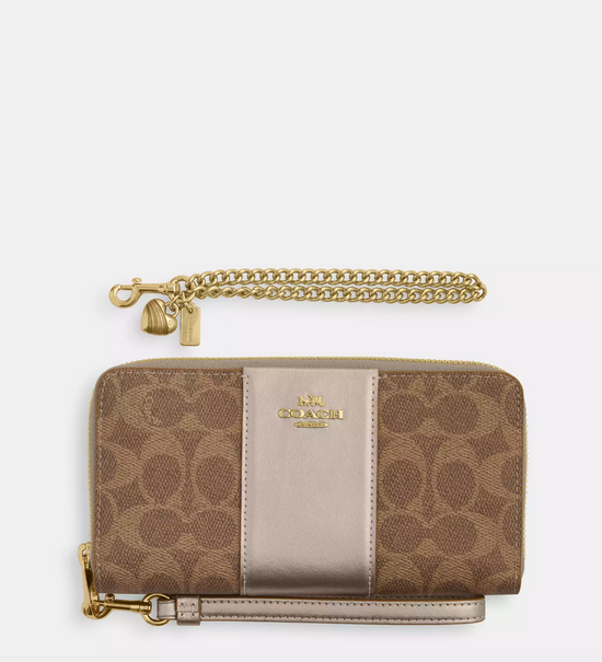 Coach Boxed Long Zip Around Wallet In Signature Canvas Light Champagne (Pre-Order)