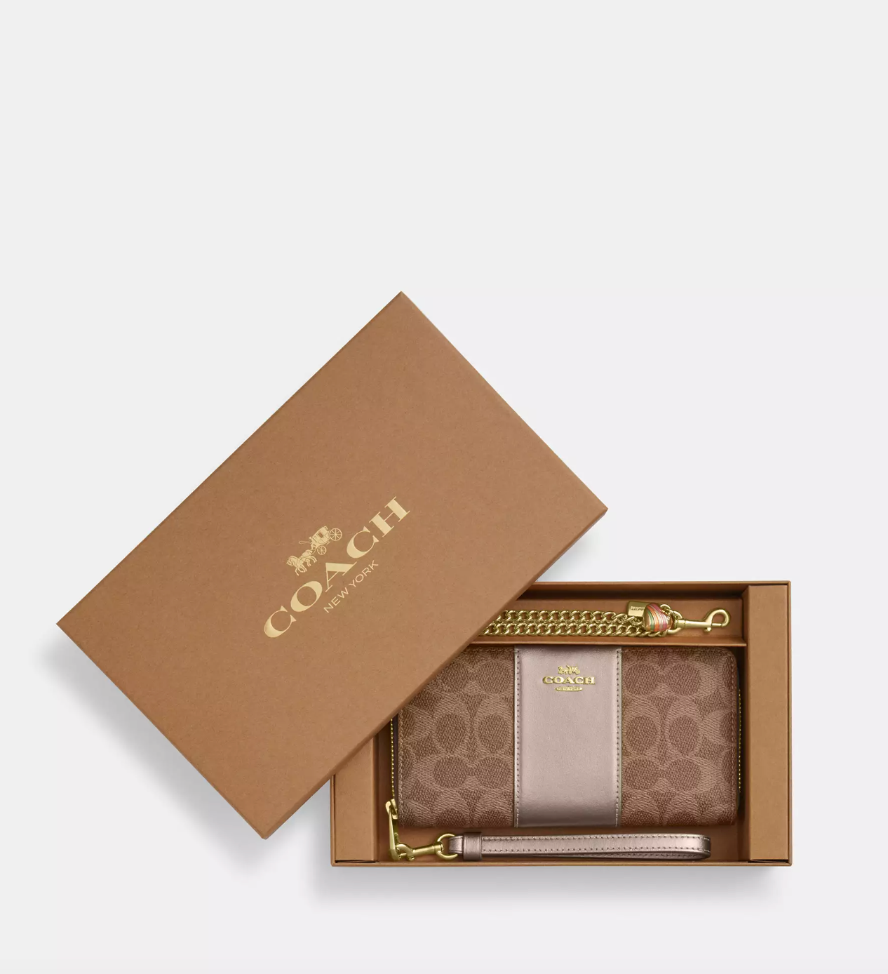 Coach Boxed Long Zip Around Wallet In Signature Canvas Light Champagne (Pre-Order)