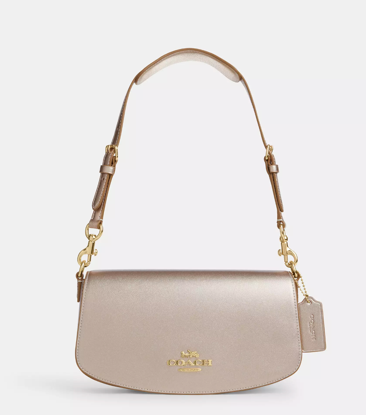 Coach Andrea Shoulder Bag In novelty leather Gold Light Champagne (Pre-Order)