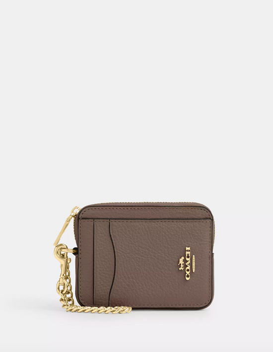 Coach Zip Card Case In Gold Dark Stone (Pre-Order)