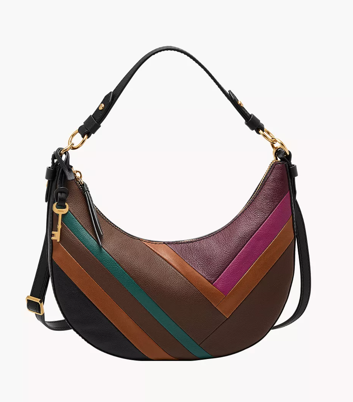 Fossil Shae Small Hobo In Dark Patchwork (Pre-Order)