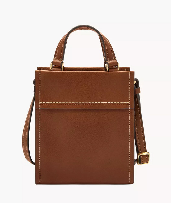 RETAIL COLLECTION - Fossil Gemma Leather Mini Tote In Medium Brown (Pre-Order)