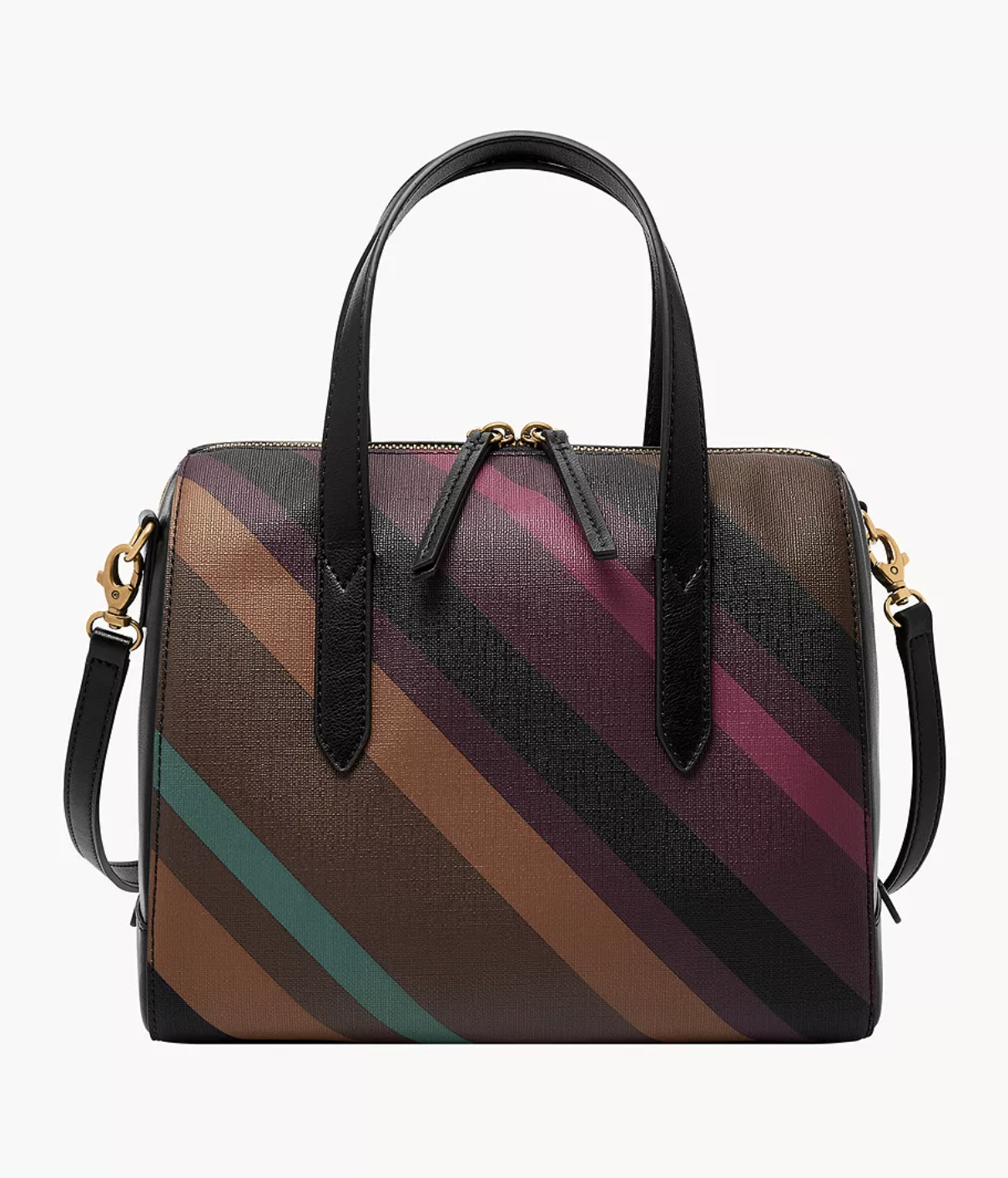 Fossil Sydney Satchel In Holiday Stripe (Pre-Order)