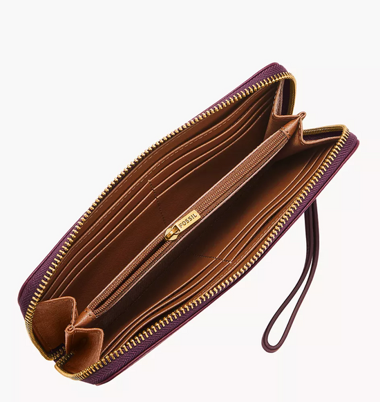 Fossil Jori Zip Clutch In Raisin (Pre-Order)