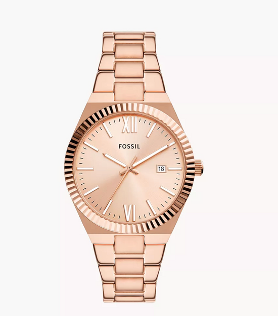 Fossil Women Scarlette Three-Hand Date Rose Gold-Tone Stainless Steel Watch ES5258 (Pre-Order)