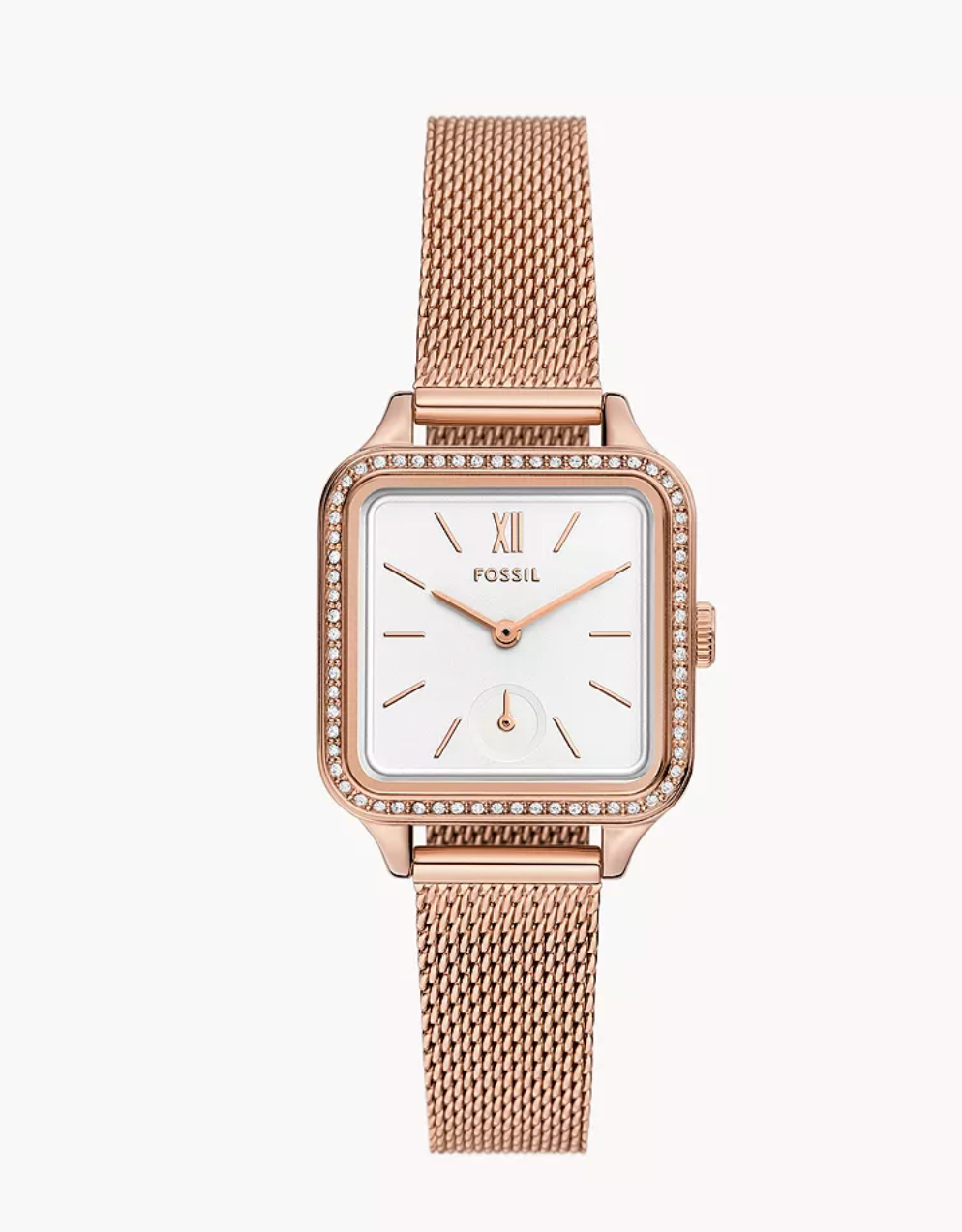 Fossil Women Colleen Three-Hand Rose Gold-Tone Stainless Steel Mesh Watch Bq3971 (Pre-Order)