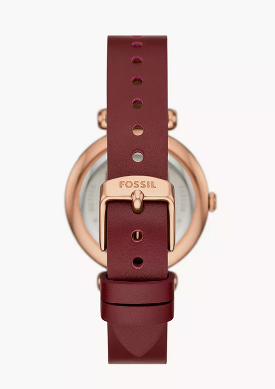 Fossil Women Tillie Three-Hand Maroon Leather Watch Bq3968 (Pre-Order)