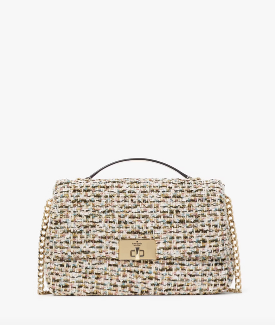 Kate Spade Carey Tinsel Tweed Medium Flap Shoulder Bag In Multi (Pre-Order)