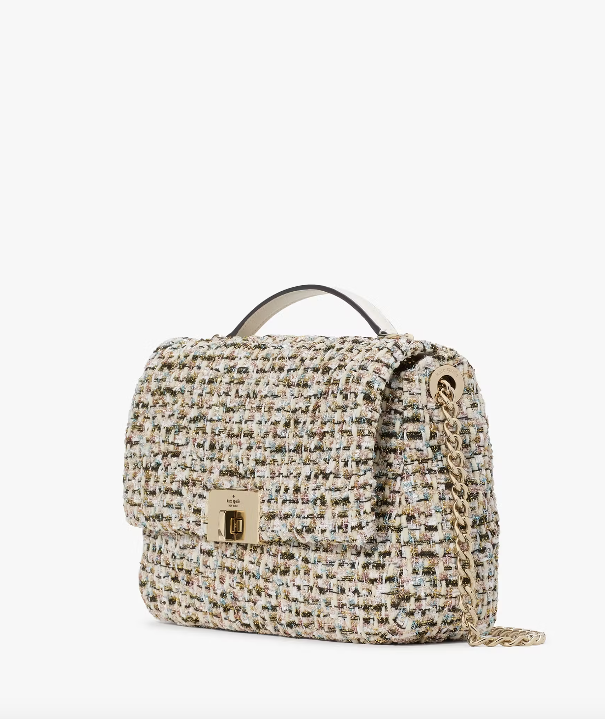 Kate Spade Carey Tinsel Tweed Medium Flap Shoulder Bag In Multi (Pre-Order)