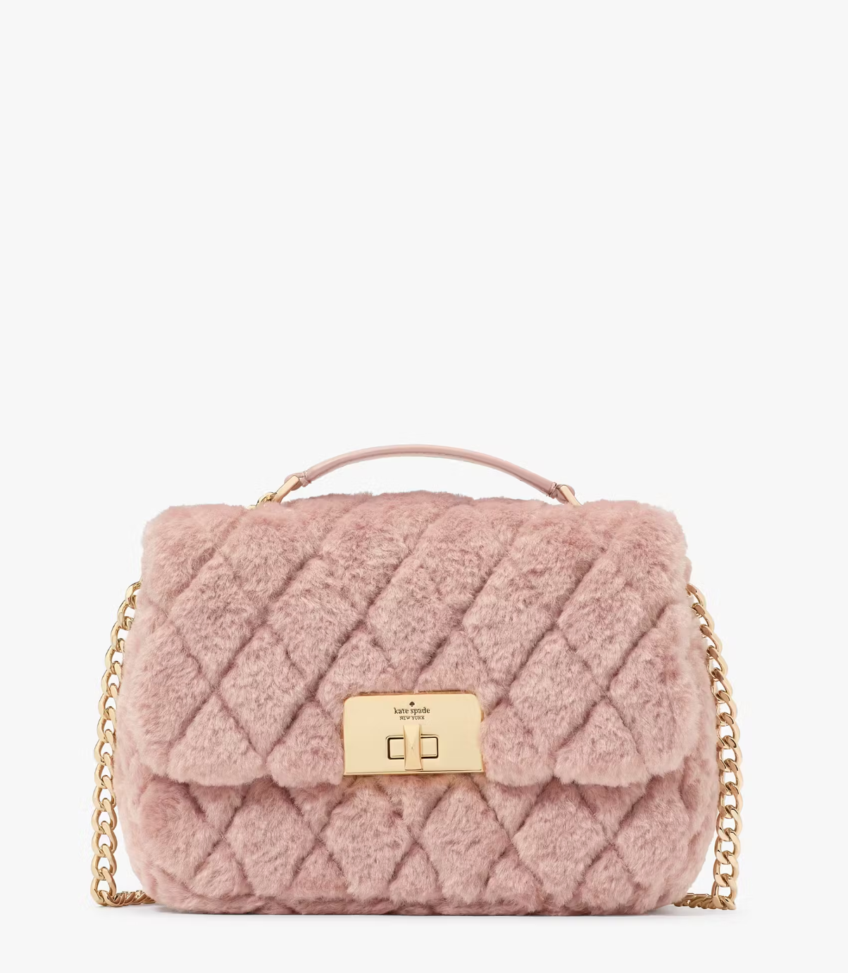 Kate Spade Carey Faux Fur Small Flap Crossbody In Rose Smoke (Pre-Order)