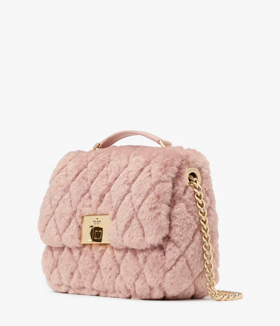 Kate Spade Carey Faux Fur Small Flap Crossbody In Rose Smoke (Pre-Order)