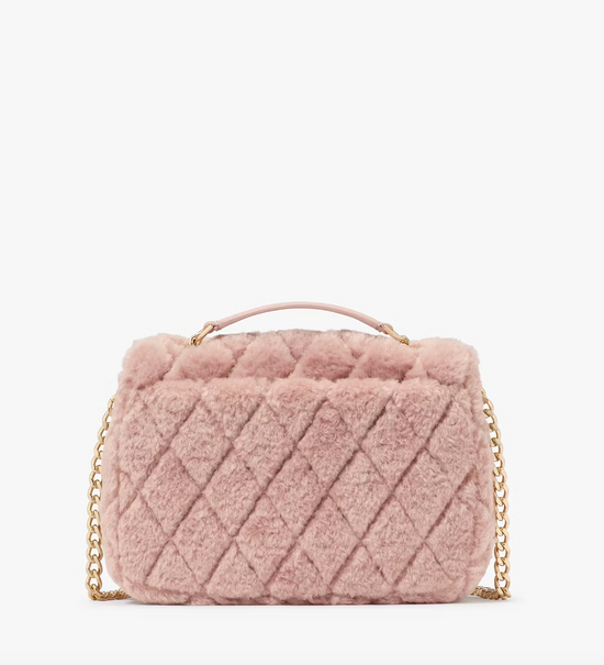 Kate Spade Carey Faux Fur Small Flap Crossbody In Rose Smoke (Pre-Order)