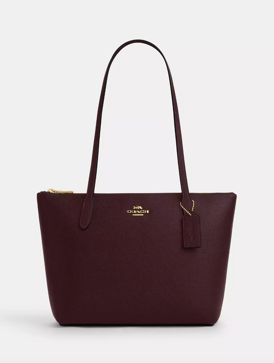 Coach Fiona Zip Tote Bag In Gold Merlot (Pre-Order)