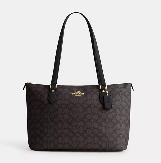 Coach Gallery Tote Bag In Signature Walnut Black (Incoming stock)