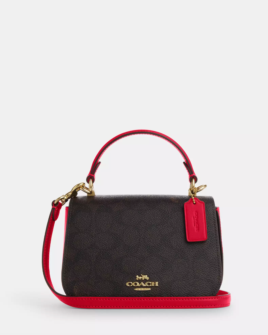 Coach Lysa Top Handle Bag In Signature Walnut Bold Red (Pre-Order)