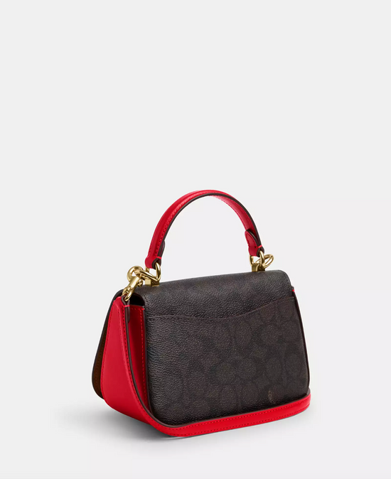 Coach Lysa Top Handle Bag In Signature Walnut Bold Red (Pre-Order)