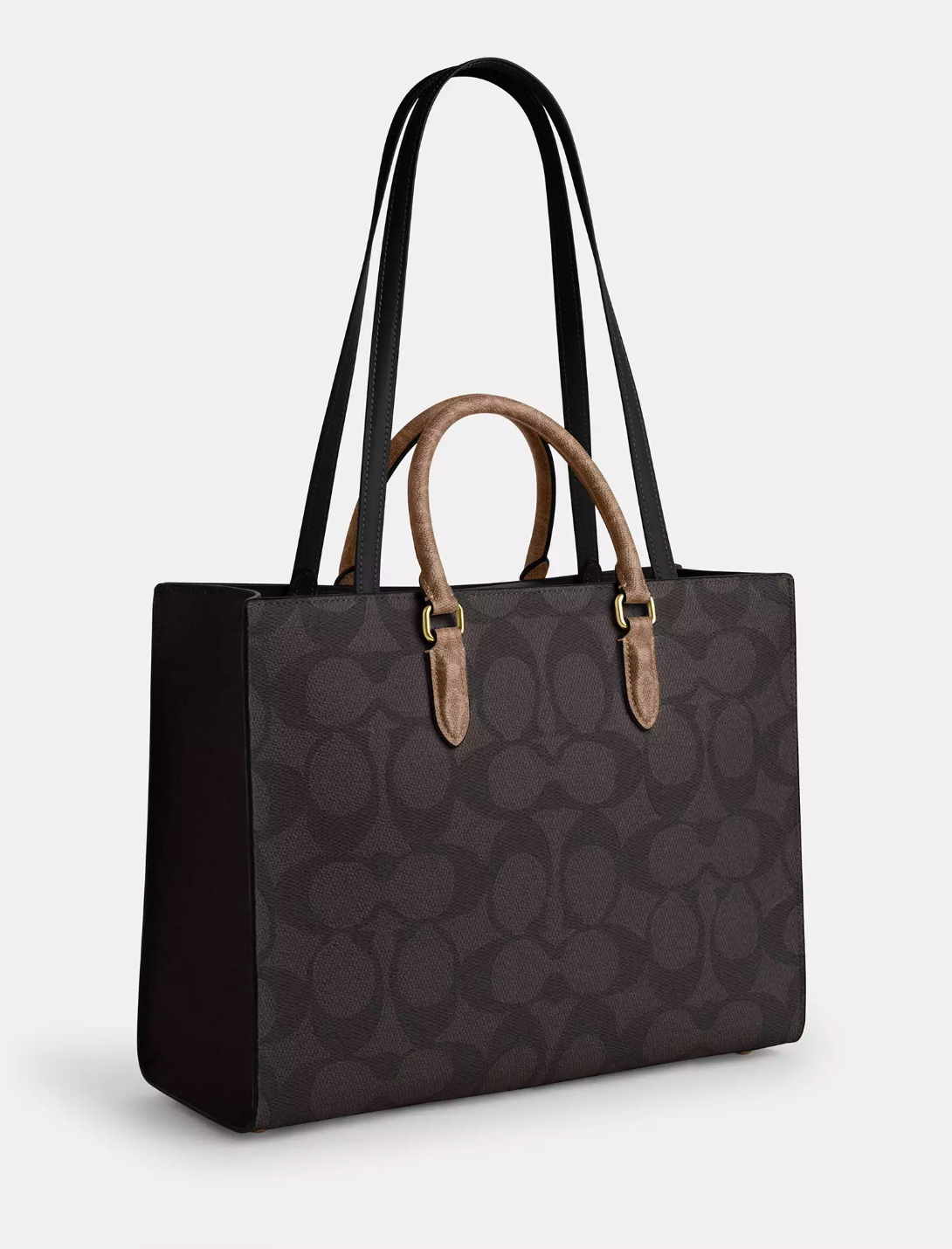 Coach Maggie Tote Bag In Blocked Signature Walnut Tan (Pre-Order)