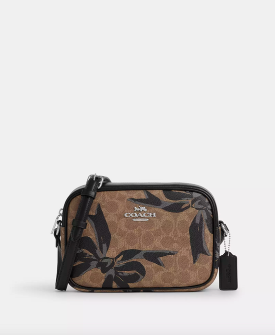 Coach Jamie Camera Bag In Signature Canvas With Bow Print In Tan Black Multi (Pre-order)