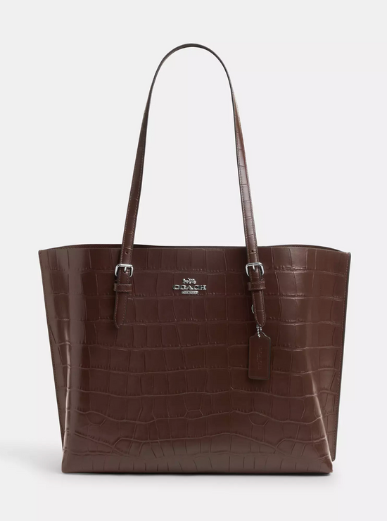 Coach Mollie Tote In novelty leather Silver Maple (Pre-Order)