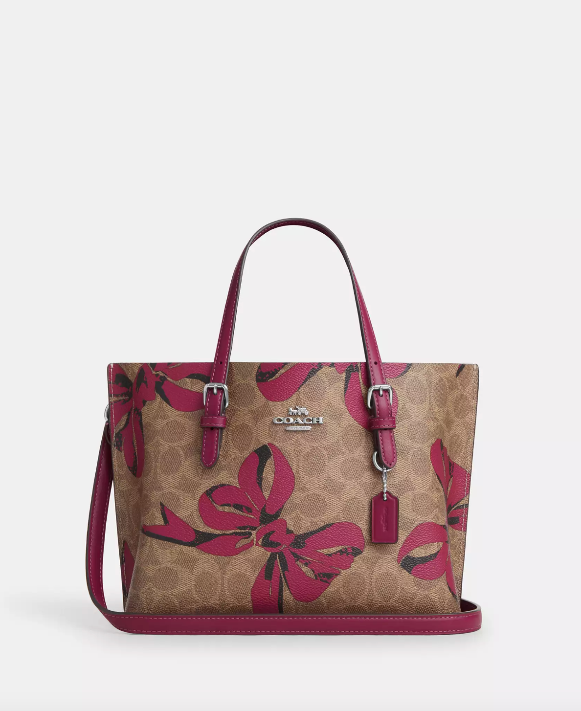 Coach Mollie Tote Bag 25 In Signature Canvas With Bow Print In Tan Pink Multi (Pre-Order)