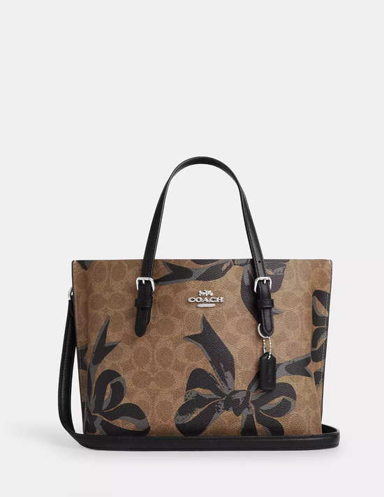 Coach Mollie Tote Bag 25 In Signature Canvas With Bow Print In Tan Black Multi (Pre-Order)