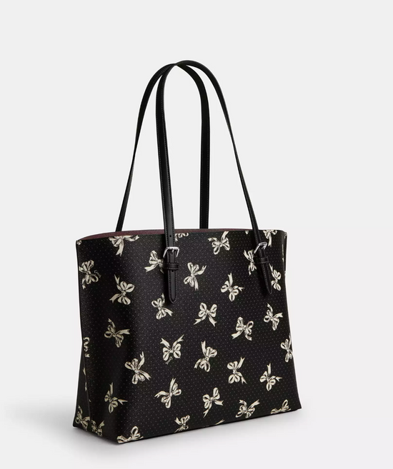 Coach Mollie Tote Bag With Bow Print In Silver Black Multi (Pre-Order)