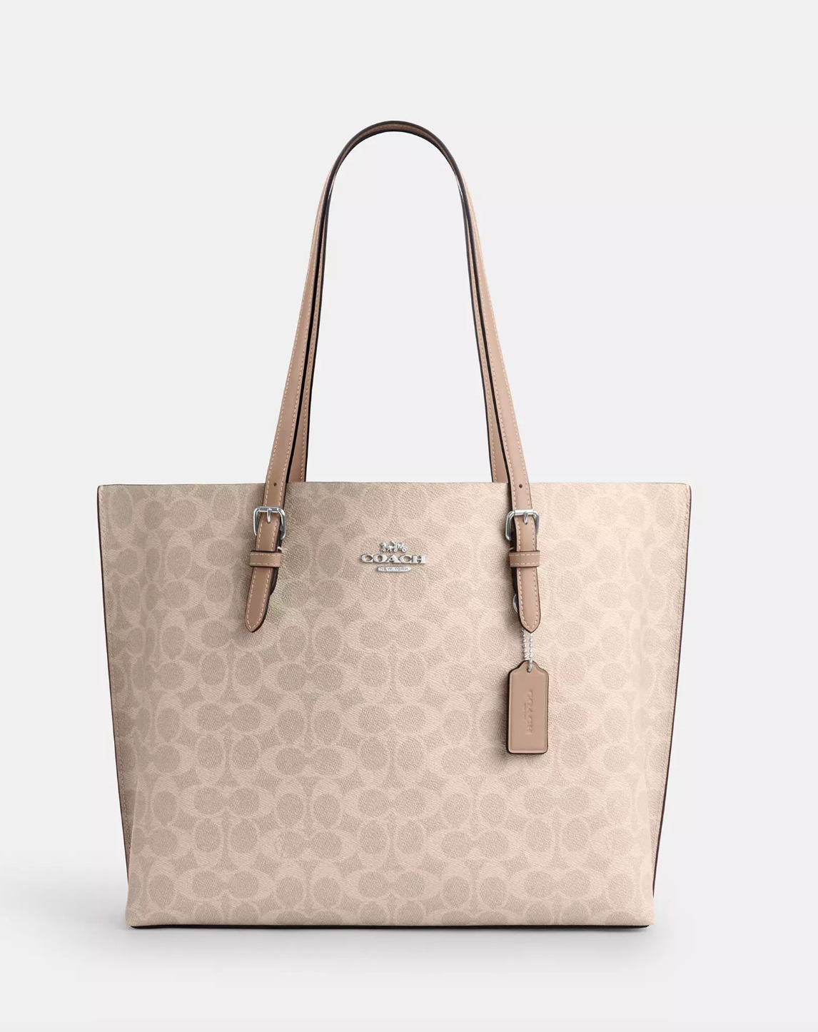 Coach Mollie Tote In Signature Silver Sand Taupe