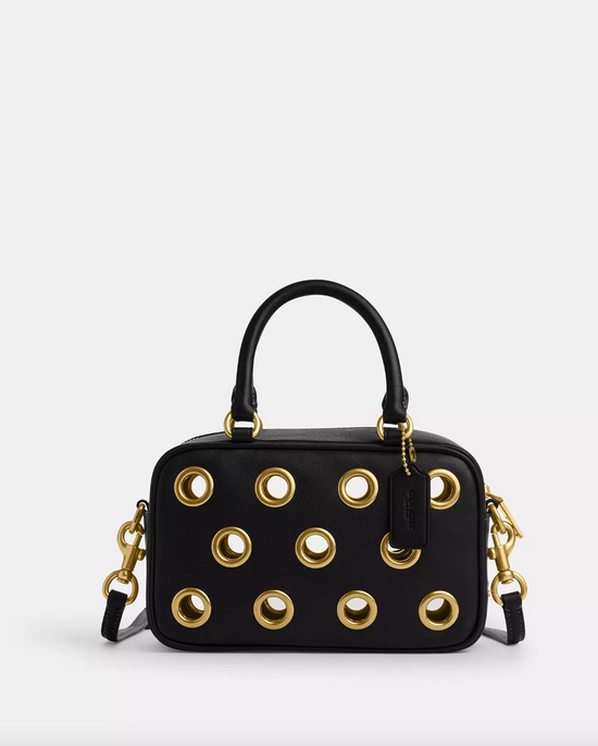 Coach Satchel Crossbody Bag With Grommets In Brass Black (Pre-Order)