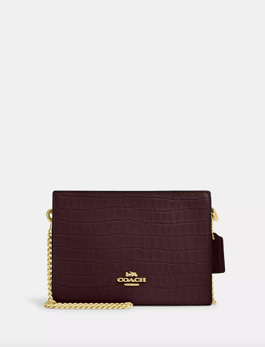 Coach Slim Crossbody Crocodile-embossed In Gold Merlot (Pre-Order)