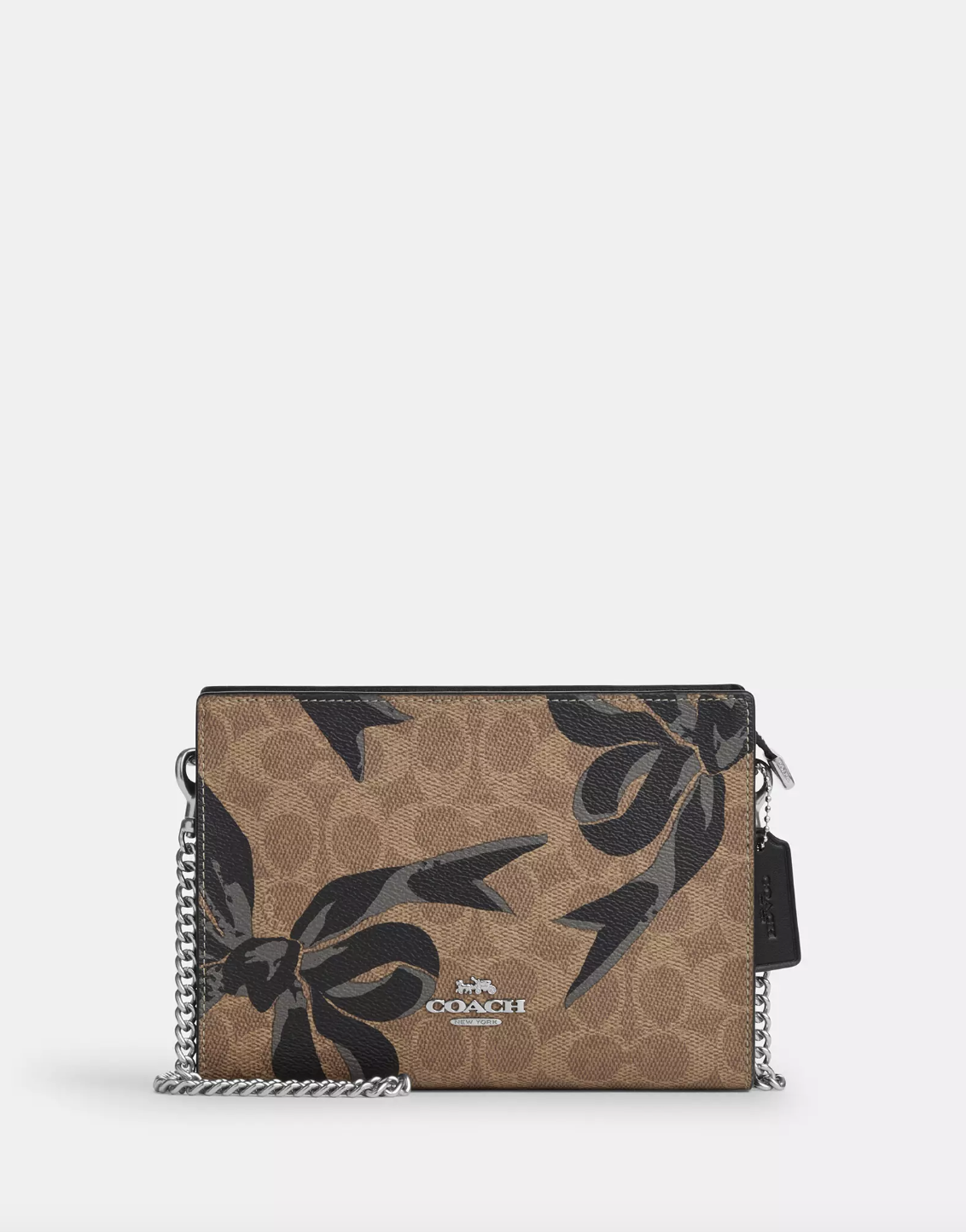 Coach Slim Crossbody Bag In Signature Canvas With Bow Print In Tan Black Multi (Pre-Order)