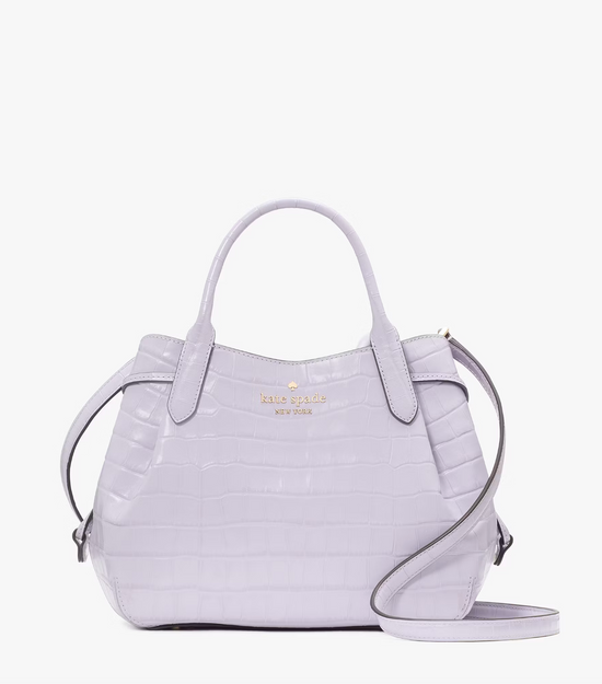 Kate Spade Dumpling Croc Embossed Small Satchel In Lavender Cream (Pre-Order)