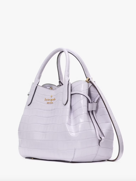 Kate Spade Dumpling Croc Embossed Small Satchel In Lavender Cream (Pre-Order)