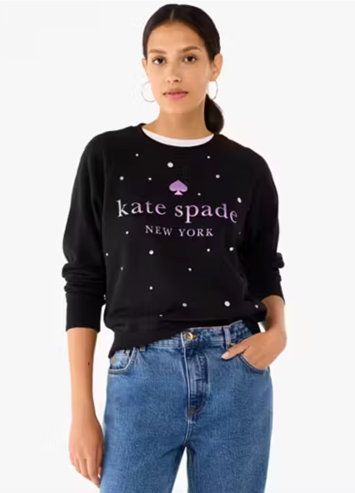 Kate Spade Glitter Logo Sweatshirt In Black