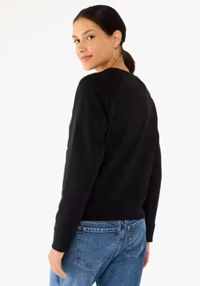 Kate Spade Glitter Logo Sweatshirt In Black