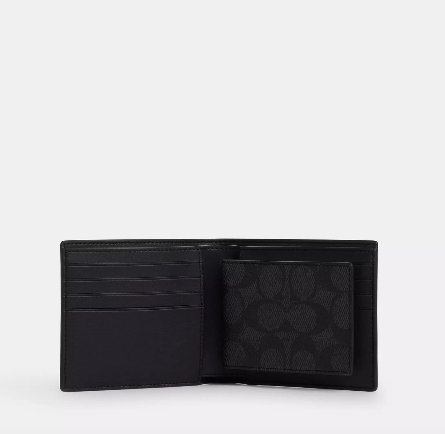 RM390 SAS Birthday Celebration (PRE-ORDER) Coach Gift Box Wallet 3-In-1 In Signature Charcoal Black