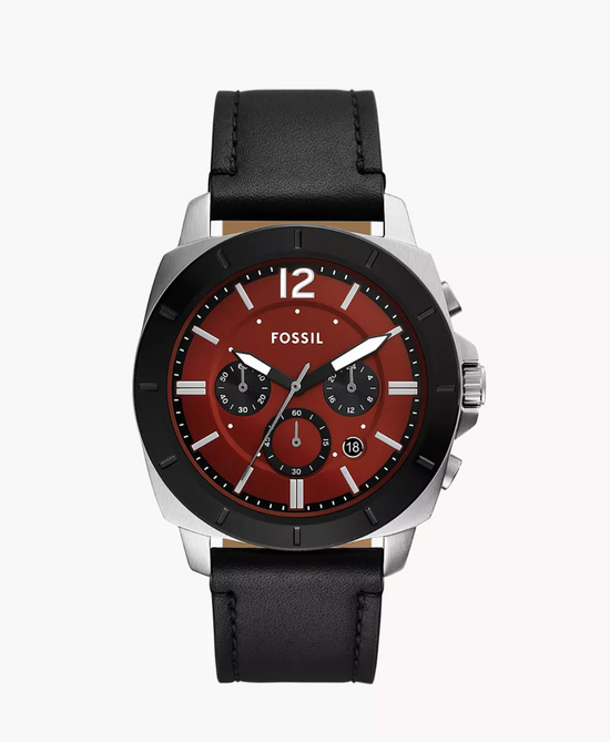 Fossil Men Privateer Chronograph Black Leather Watch Bq2897 (Pre-Order)