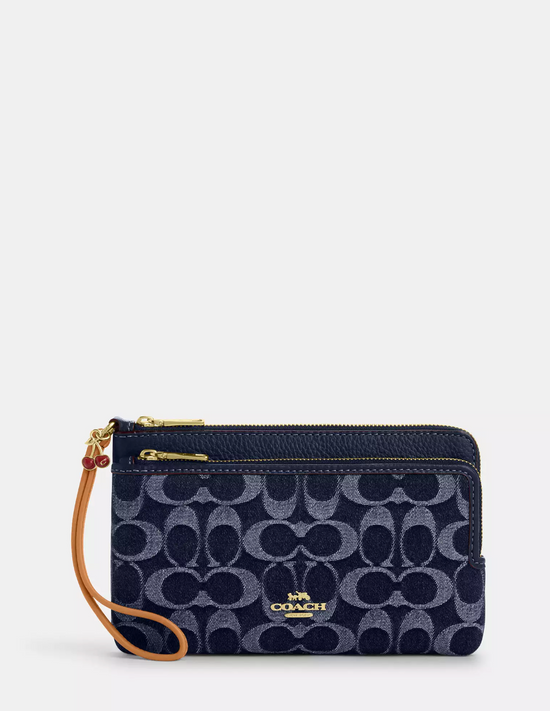 Coach Double Zip Wallet In Signature Denim (Pre-Order)