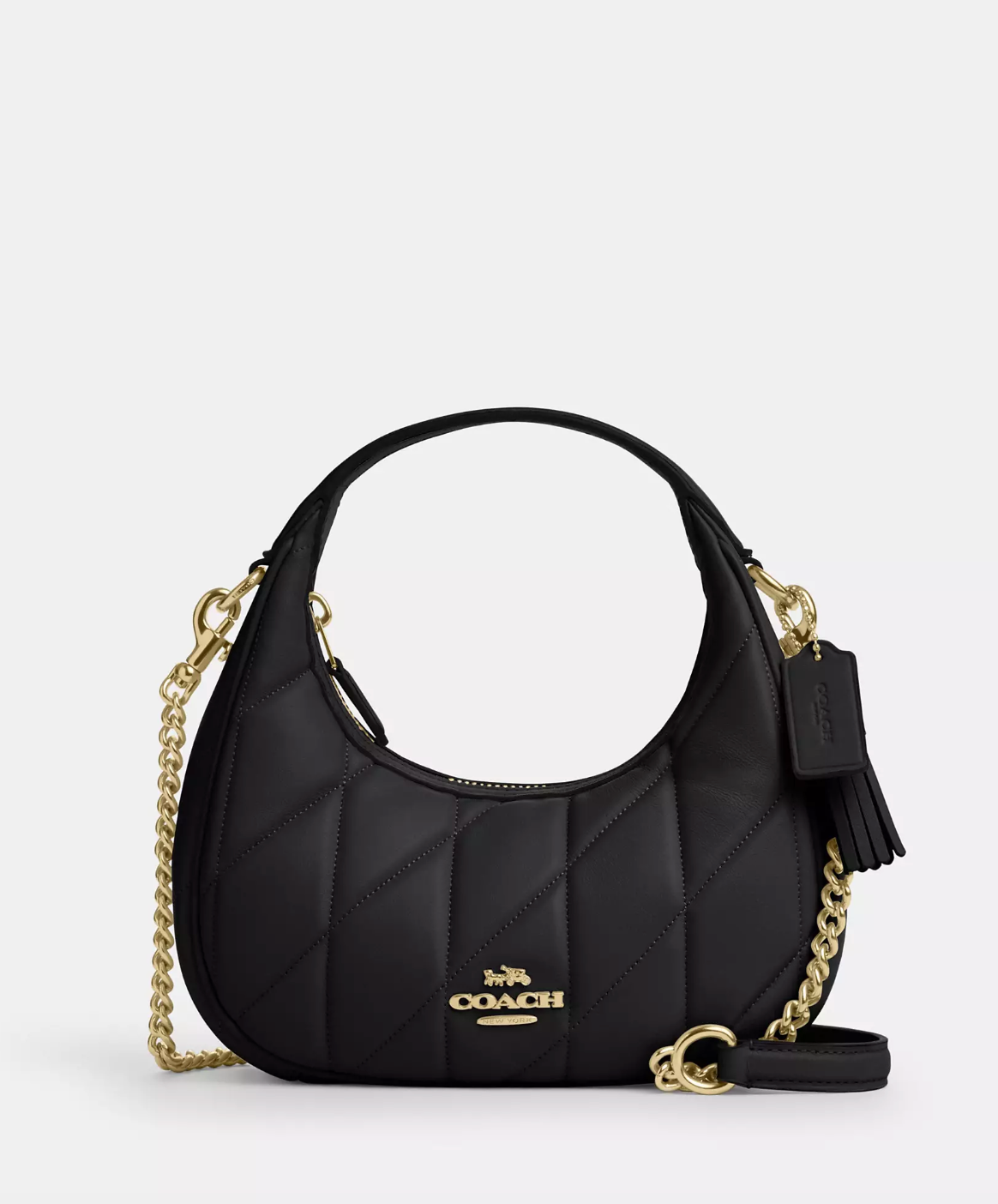 Coach Carmen Mini Crossbody Bag With Quilting In Gold Black