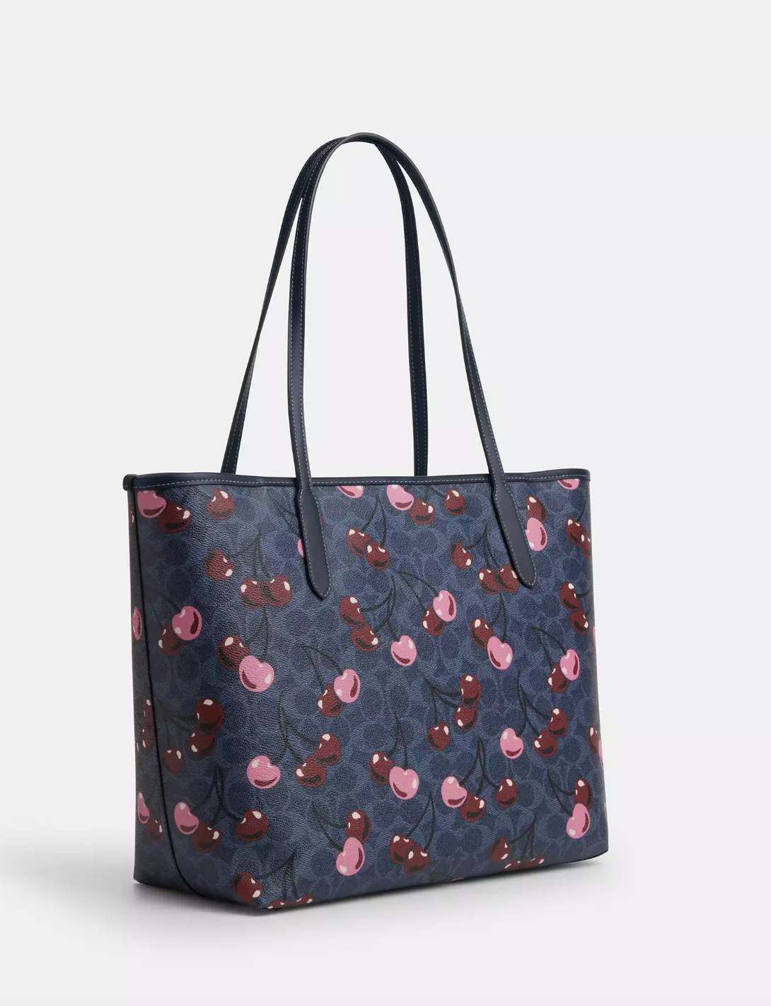 Coach City Tote Bag In Signature Canvas With Cherry Print In Denim Multi (Pre-Order)