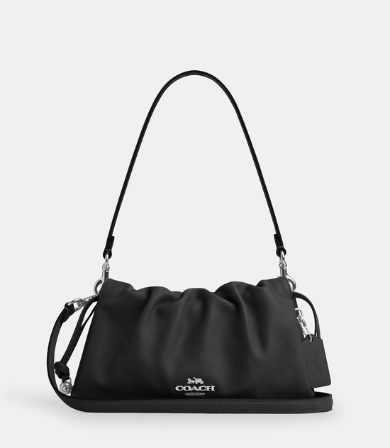 Coach Faye Shoulder Bag With Ruching In Silver Black (Pre-Order)