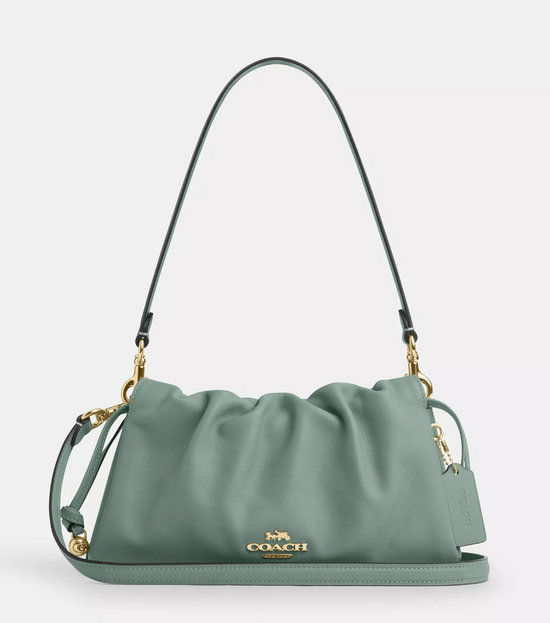 Coach Faye Shoulder Bag With Ruching In Gols Sage (Pre-Order)