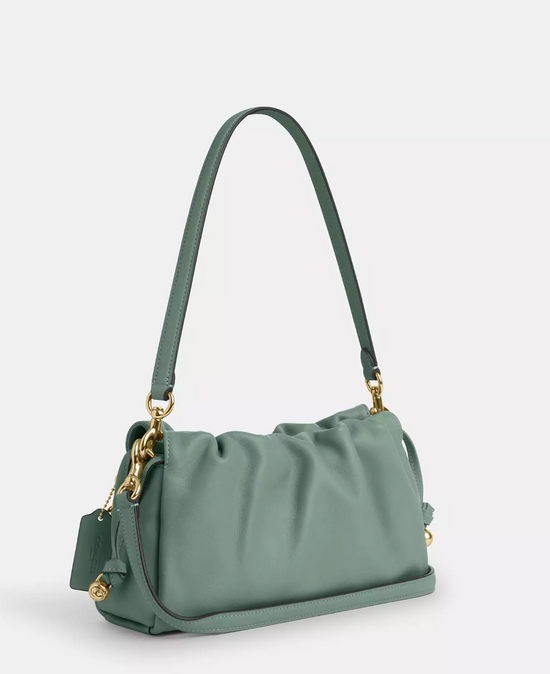 Coach Faye Shoulder Bag With Ruching In Gols Sage (Pre-Order)