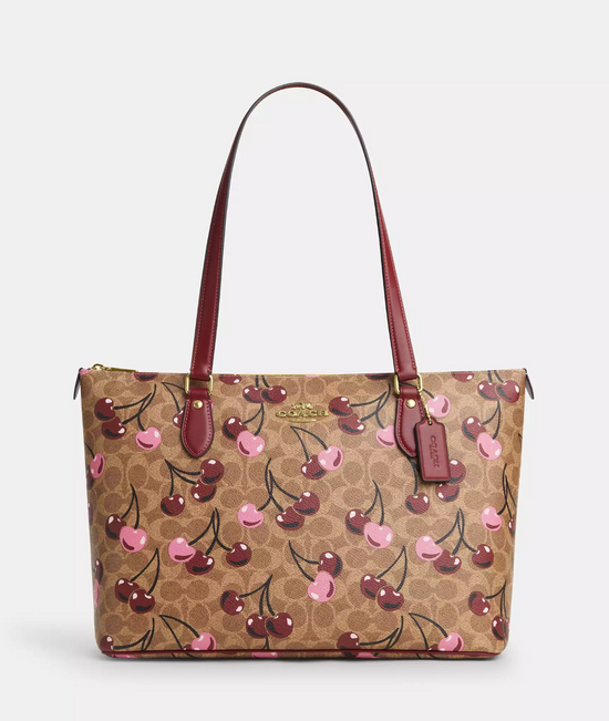 Coach Gallery Tote Bag In Signature Canvas With Cherry Print (Pre-Order)