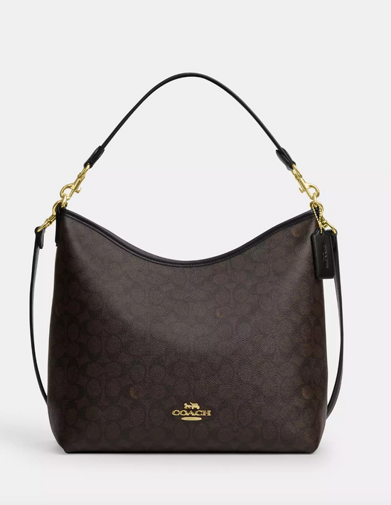 Coach Laurel Large Shoulder Bag In Signature Walnut Black (Pre-Order)