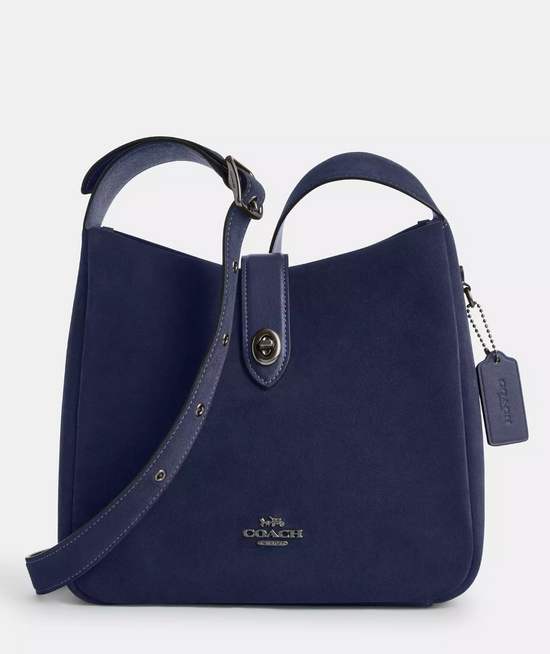 Coach Hadley Convertible Crossbody Bag In Suede True Navy (Pre-Order)