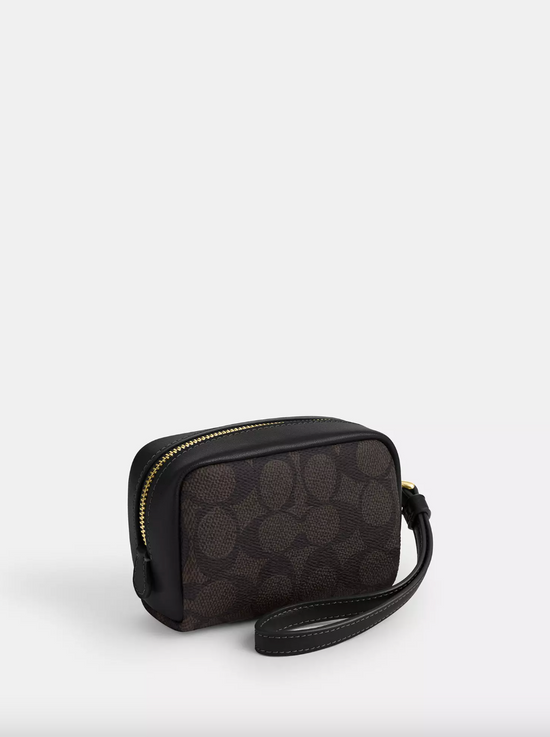 Coach Pouch Wristlet In Signature Walnut Black (Pre-Order)