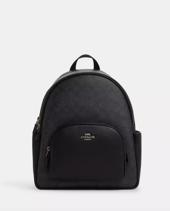 Coach Medium Court Backpack In Blocked Signature Charcoal Black (Pre-order)