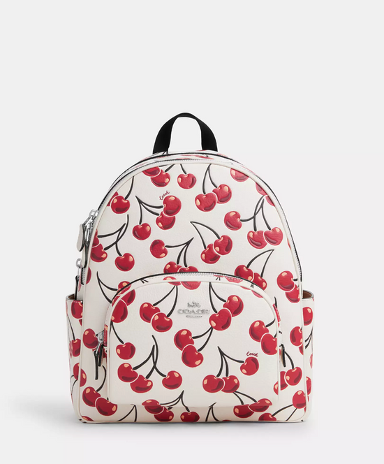 Coach Medium Court Backpack With Cherry Print Chalk Multi (Pre-order)