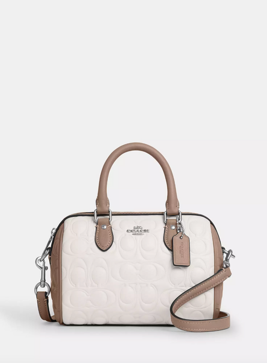 Coach Mini Rowan Crossbody Bag In Blocked Signature Leather Chalk Taupe (Pre-Order)