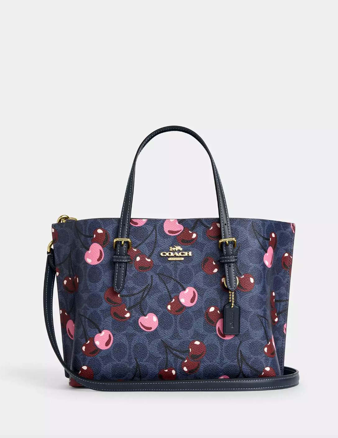 Coach Mollie Tote Bag 25 In Signature Canvas With Cherry Denim Multi (Pre-Order)